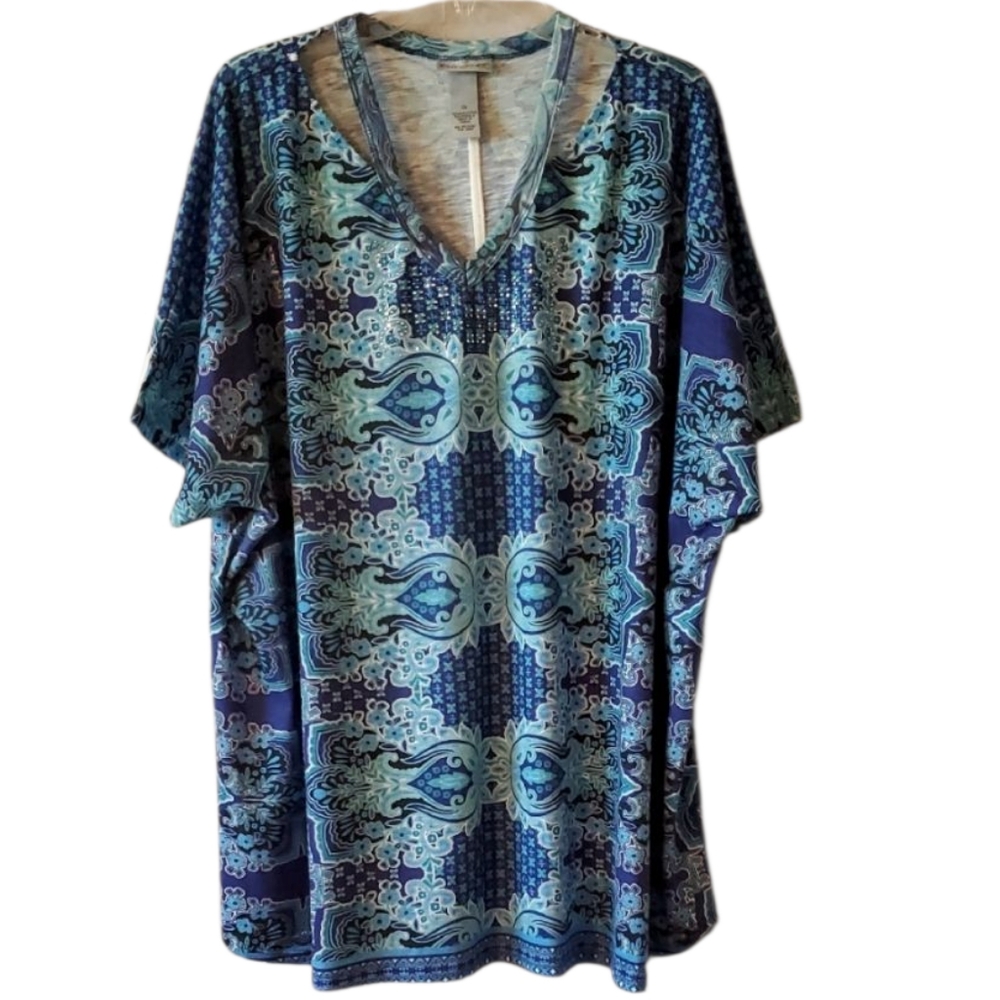 Catherines Blue Relaxed Short Sleeve Tunic